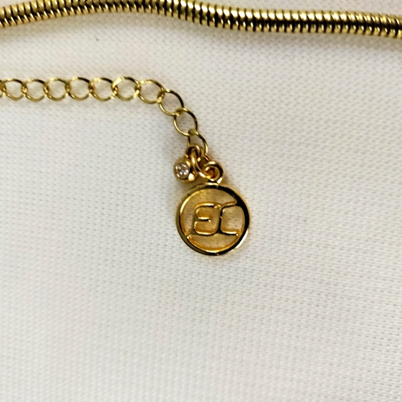 Erica Lyons Statement Collar Necklace Snake Chain Textured Disc Black/Gold 19" - Picture 7 of 8